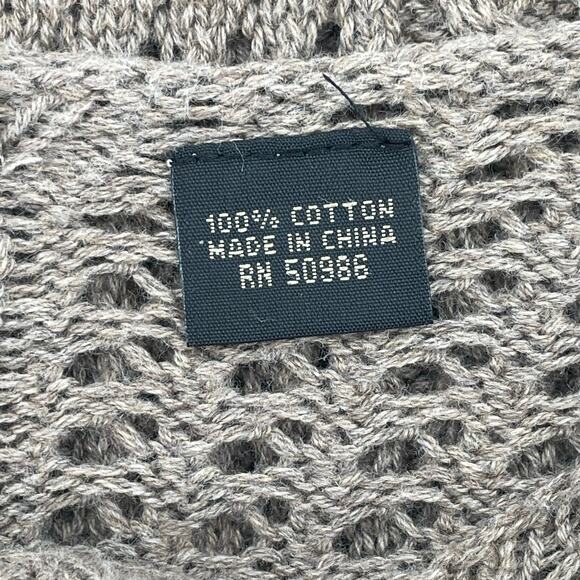 Jeanne Pierre 100% Cotton Women's Open Knit Sweater, Taupe, Sz. M Fishnet - Picture 5 of 10